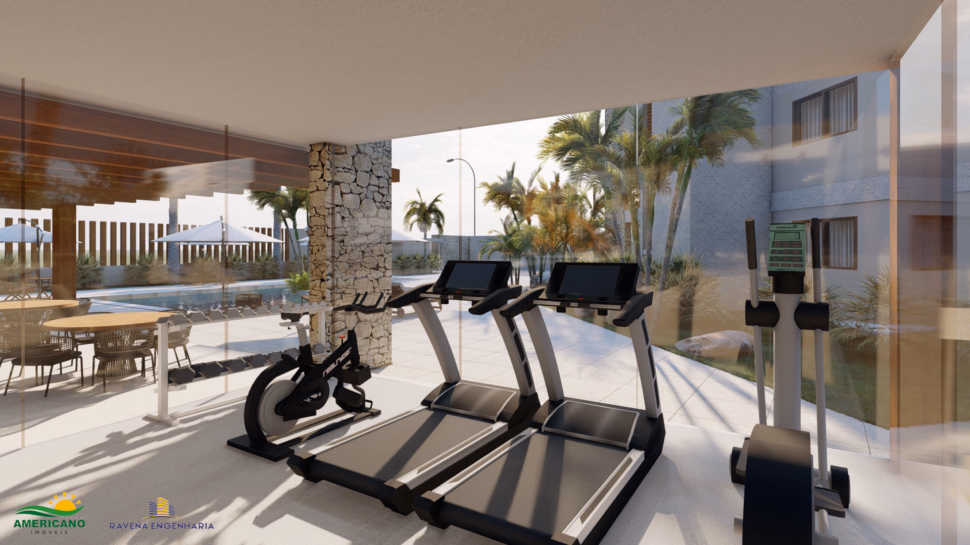 Equipamentos da academia do Beach Home Flecheiras