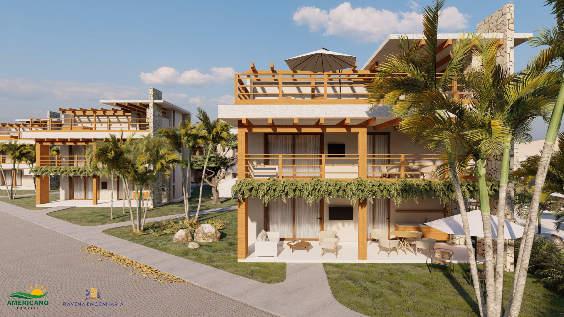 Área interna do bangalô do Beach Home Flecheiras