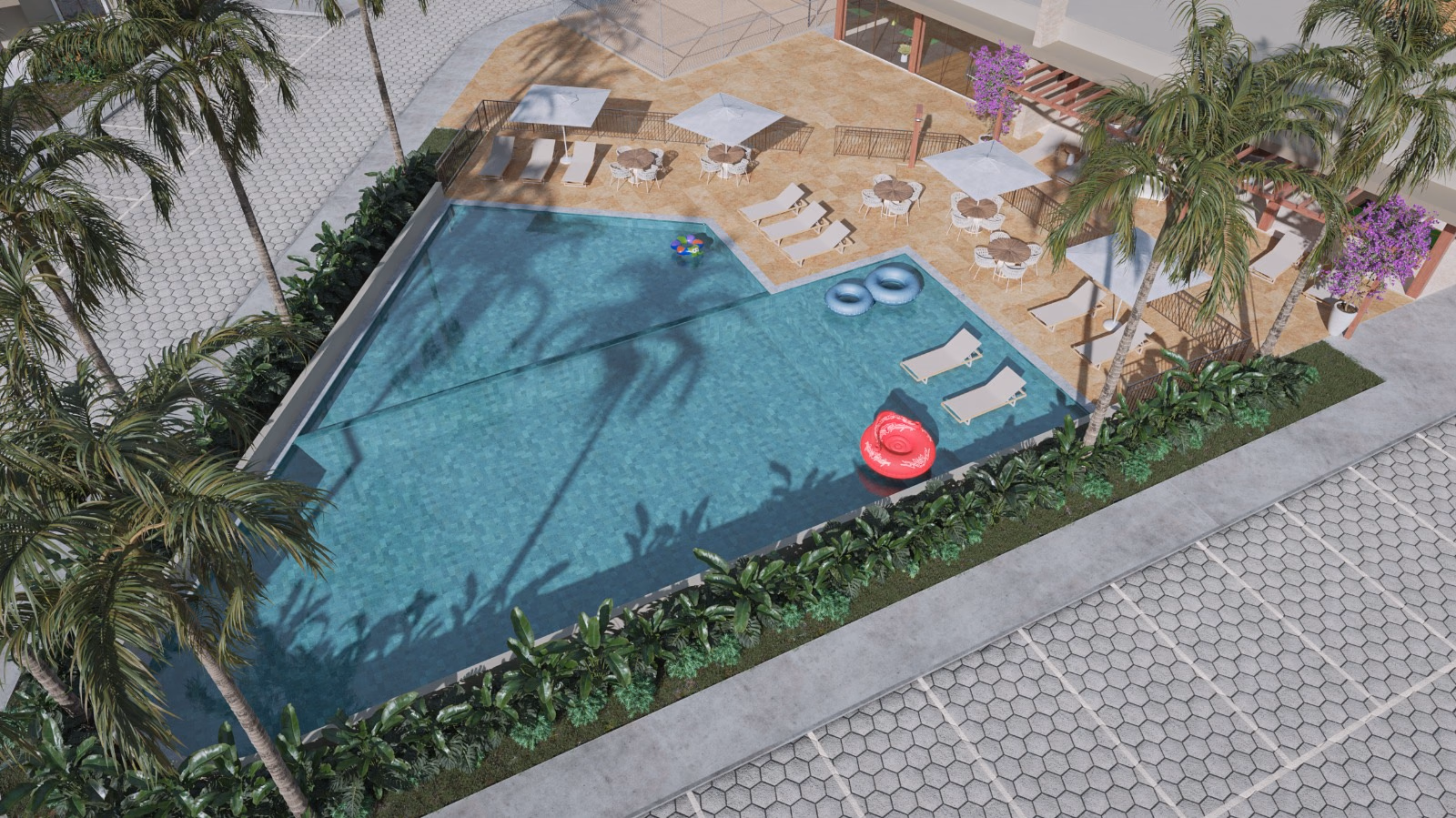 Vista superior da piscina do Summer Ville Flecheiras