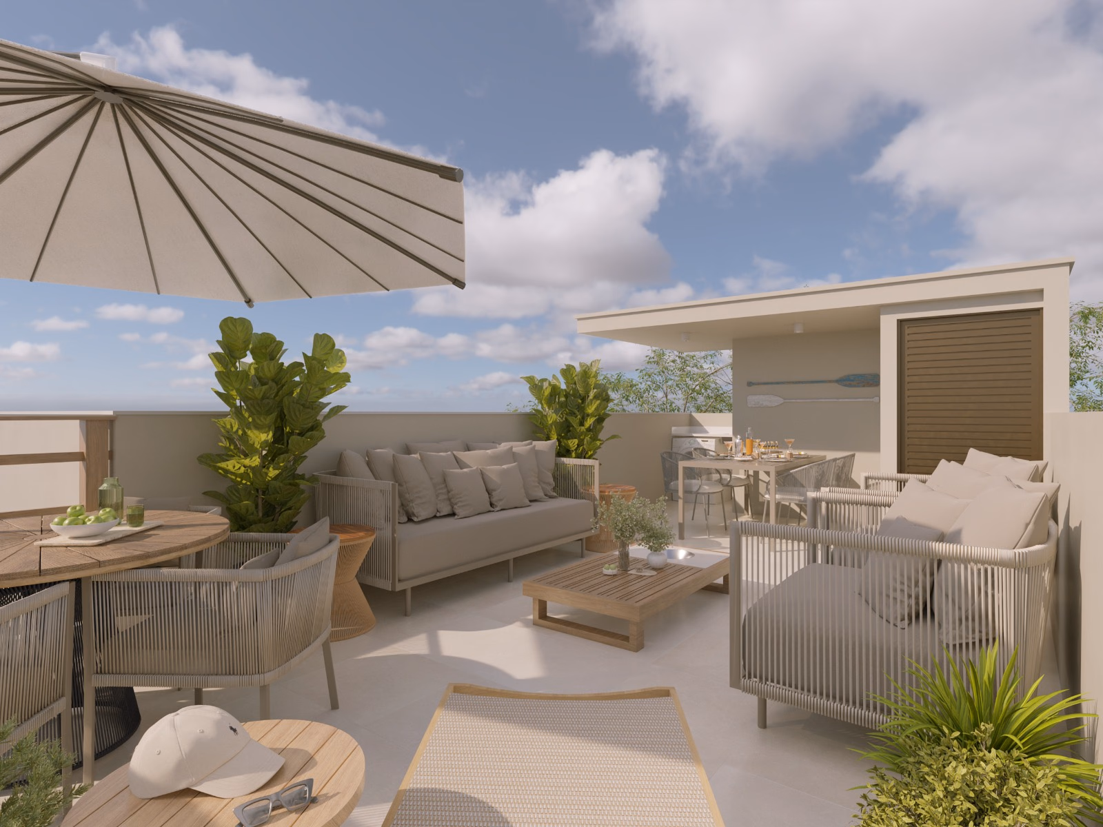 Rooftop com espaço de convivência do Summer Ville Flecheiras