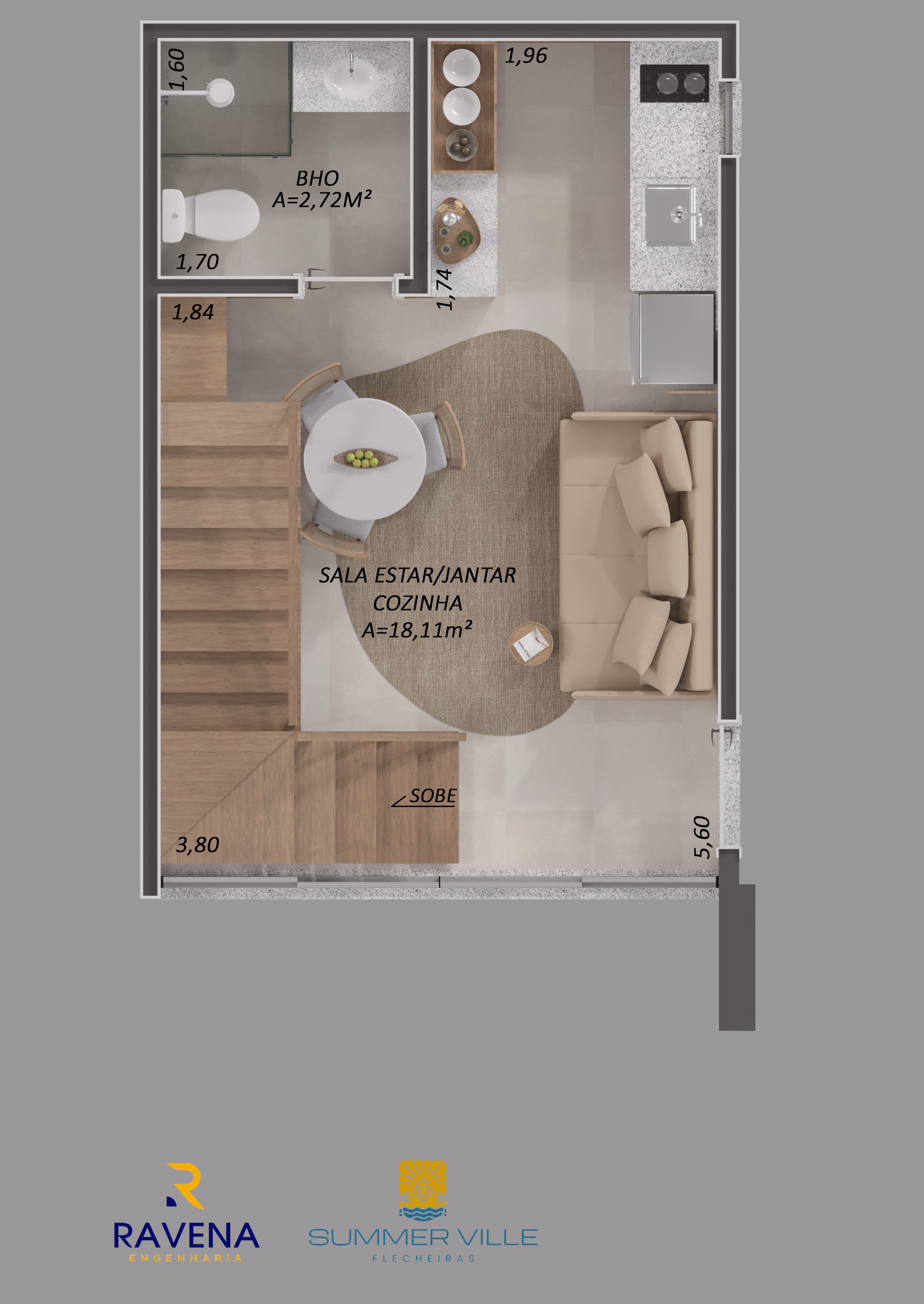Planta da primeira opção de unidade studio